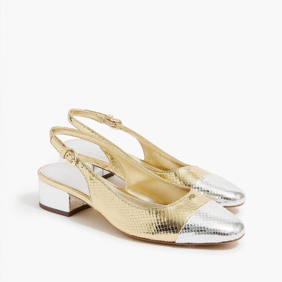 New JCrew Metallic Snakeskin Sandals 7.5 - Picture 1 of 7